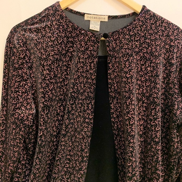 Notations 2-Fer Twinset - black and mauve sparkle layered top - Picture 8 of 10